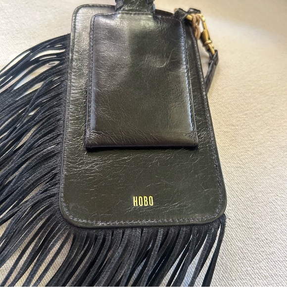 NWT HOBO Black Fringe Phone Wallet Wristlet Clutch